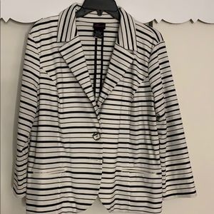 Torrid ivory & black striped ponte blazer